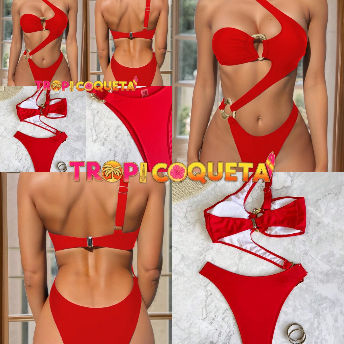 Jumpsuit Red Seductive - Collage